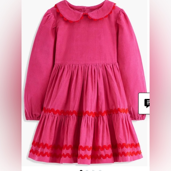 Mini Boden Other - Mini Boden Bright Pink Tiered Long-Sleeve Dress